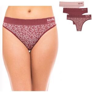 NWT Kindly Yours Sustainable Seamless Thong XXXL 22 3pk - Mauve/ Blush Leopard